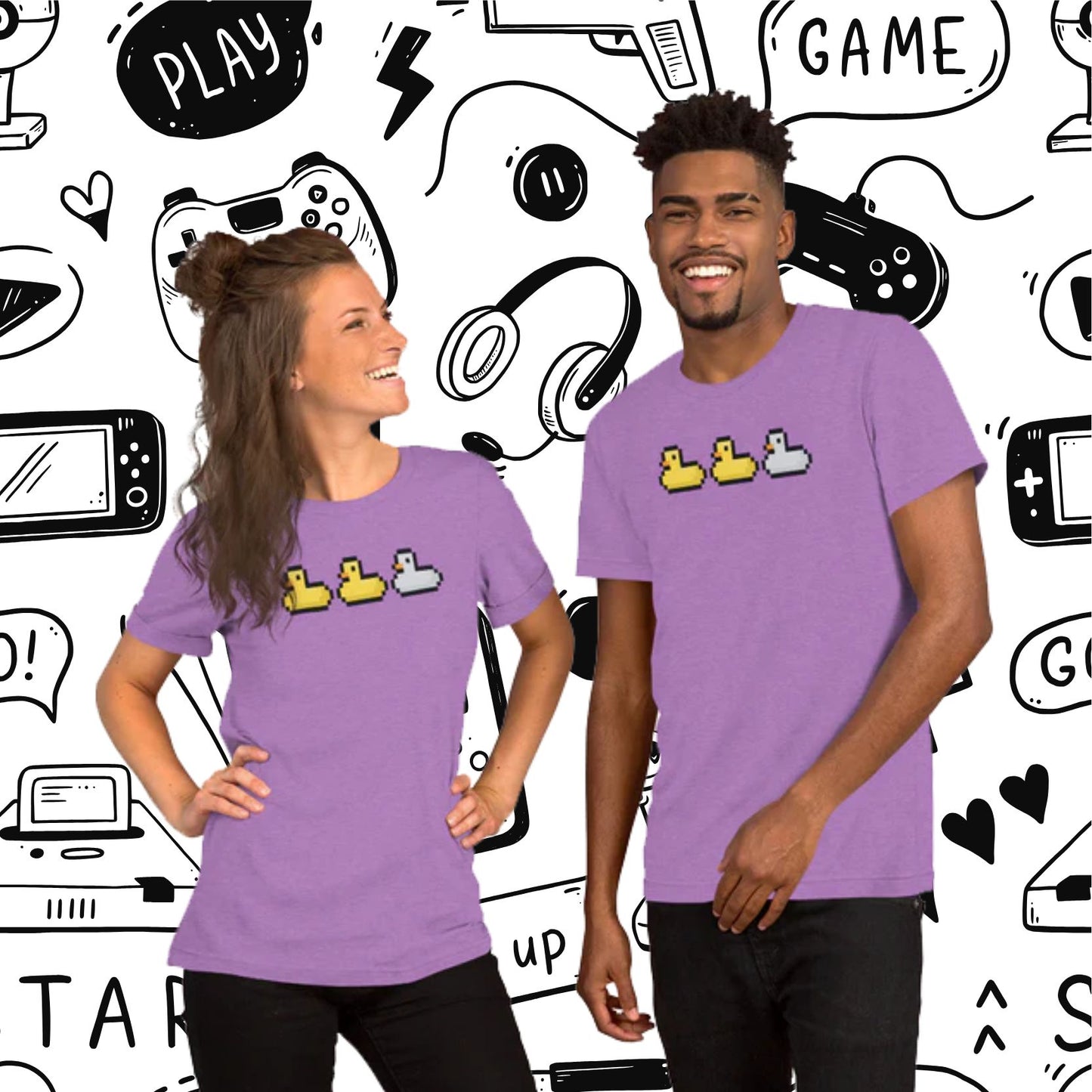 Duck, Duck, 8-Bit Gray Duck Unisex Tee
