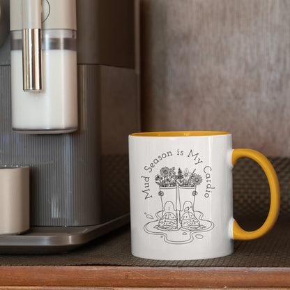 Mud Season Is My Cardio – 11oz Two-Tone Mug (Golden Accent)